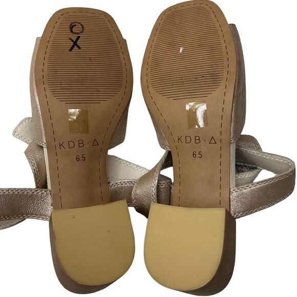 Kelsi Dagger Brooklyn Tan Gold Mayfair Heeled Ankle Strap Sandals 6.5 - Picture 11 of 11